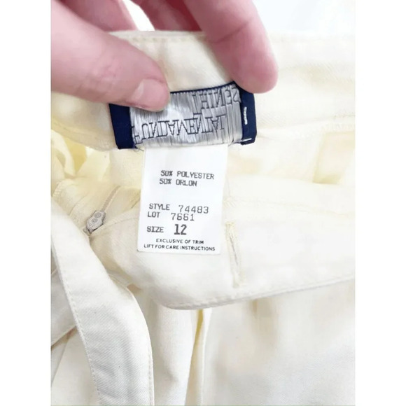 Urban Outfitters Fundamental Things Casual Pants Women Size 12 Cream 90s Pleated - Picture 4 of 5